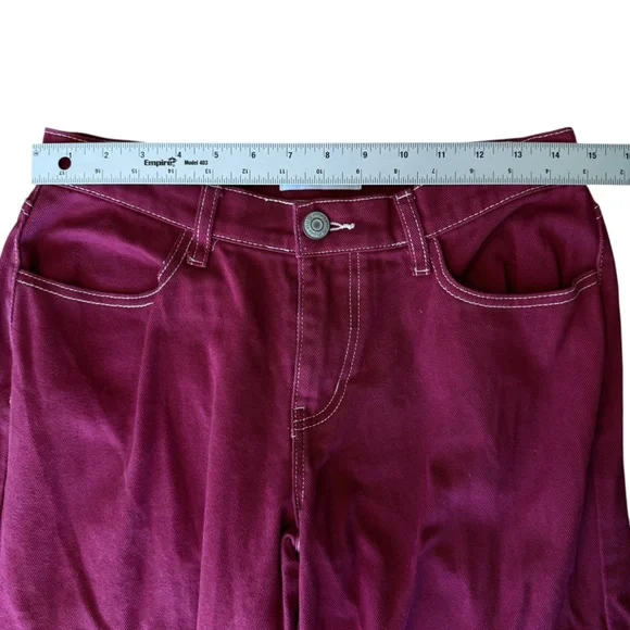 RSQ Women'sSize 26 Low Rise Wide Leg Cargo Jeans Garnet Baggy Y2K - Picture 9 of 12